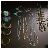 Vintage Native American jewelry, sterling silver and turquoise necklaces