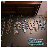 Vintage Native American jewelry, sterling silver and turquoise necklaces