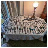 Vintage Native American jewelry, sterling silver and turquoise bolo ties
