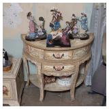 Victornia accent table with vintage figurines