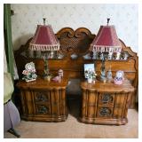 Vintage Thomasville king size headboard and nightstands