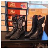 Cowboy boots, mostly exotic skins, Lucchese, Justin, Nocona, Tony Lama, Dan Post, and custom pairs
