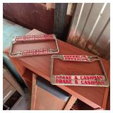 Vintage metal car dealership license plate frames