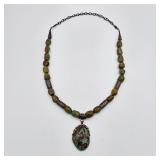 Vintage Native American sterling silver and turquoise necklace