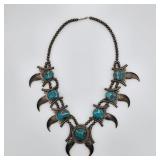 Vintage Native American sterling silver and turquoise necklace