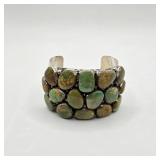 Vintage Native American sterling silver and turquoise Emer Thompson cuff bracelet
