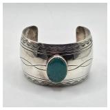 Vintage Native American sterling silver and turquoise cuff bracelet