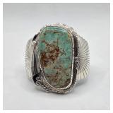 Vintage Native American sterling silver and turquoise cuff bracelet
