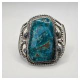 Vintage Native American sterling silver and turquoise cuff bracelet