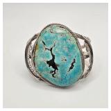 Vintage Native American sterling silver and turquoise cuff bracelet
