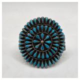 Vintage Native American sterling silver and turquoise cuff bracelet