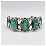Vintage Native American sterling silver and turquoise cuff bracelet