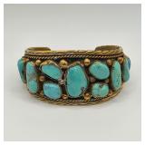 Vintage Native American sterling silver and turquoise cuff bracelet