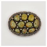 Vintage Native American sterling silver and turquoise belt buckle