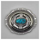 Thomas Singer Vintage Native American sterling silver and turquoise belt buckle