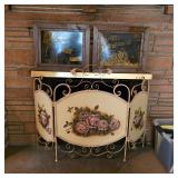 Vintage three panel fireplace screen