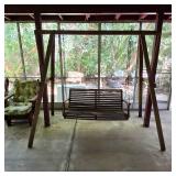 Vintage redwood porch swing