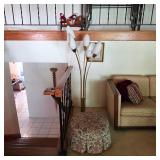 Mid century ottoman, mid century modern tulip floor lamp