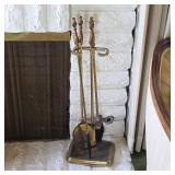 Vintage brass fireplace accessory set