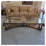Vintage Hollywood Regency glass top coffee table