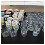 Vintage coffee mugs and glasses