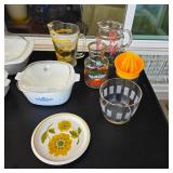 Vintage Corning Ware, pitchers, ice bucket