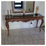 Vintage French Country glass top table