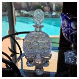 Vintage cut crystal decanter and glasses