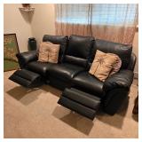 Black leather recliner sofa