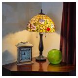 TIffany style lamp, vintage clock
