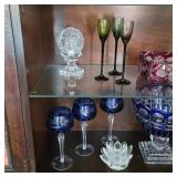 Vintage crystal wine glasses, vases, cruet and more