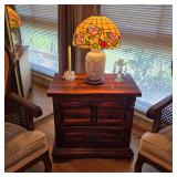 Vintage nightstand, Tiffany style lamp