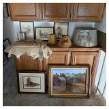 Vintage hand painted cowboy western lampshades and art