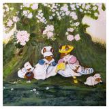 Sliding closet doors custom painted with Brambly Hedge mice