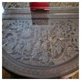 Ornate Chinese carved top table and chairs