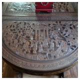 Ornate Chinese carved top table and chairs