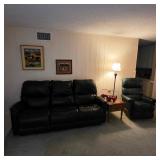 La-Z-Boy black leather power reclining sofa