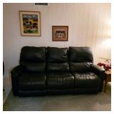La-Z-Boy black leather power reclining sofa