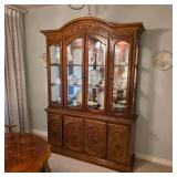 Stunning vintage solid wood lighted China cabinet