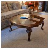 Gorgeous Queen Anne solid wood glass top coffee table