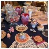 Fine china and vintage porcelain, Fenton opalescent cranberry glass