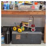 WWII military wooden trunk, vintage Playskool toys