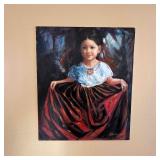 Gorgeous Mexican oil painting portrait of young girl
