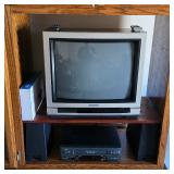 Vintage Hitachi TV, JVC VHS tape player