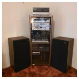 Vintage Pioneer stereo system with floor speakers and turntable