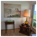 Mid century end table and Hollywood Regency lamp