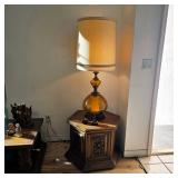 Mid century end table and Hollywood Regency lamp