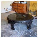 Gorgeous vintage black lacquer table