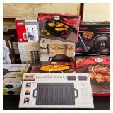 Kitchen items, cookware, and serving pieces