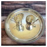 Sterling silver serving tray and creamers, including one piece from Tiffany & Co.